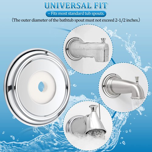 Enhon 2 Pack Metal Tub Spout Cover Ring, Bathroom Faucet Remodeling Wall Plate with Foam Gasket, 1-1/2 Inch ID and 3-5/8 Inch OD(Chrome)