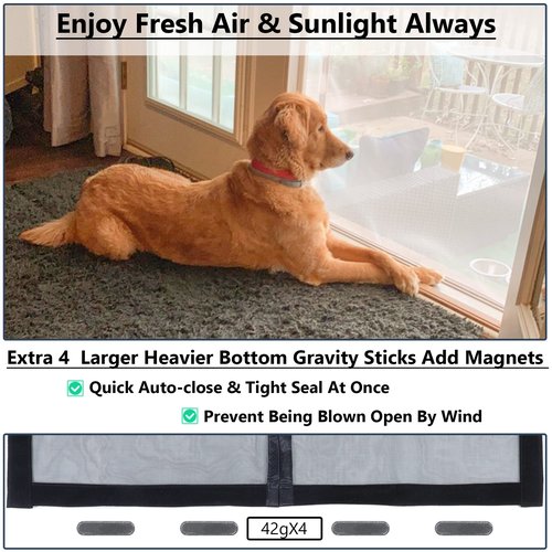 Upgraded Magnetic Screen Door Thicker 250g/m² Reinforced Mesh,36 Longer Magnets,Door Screen Magnetic Closure for Single Door,Heavy Duty Door Net Screen with Magnet,Fit Doors to 36 x 80 Inch,Black