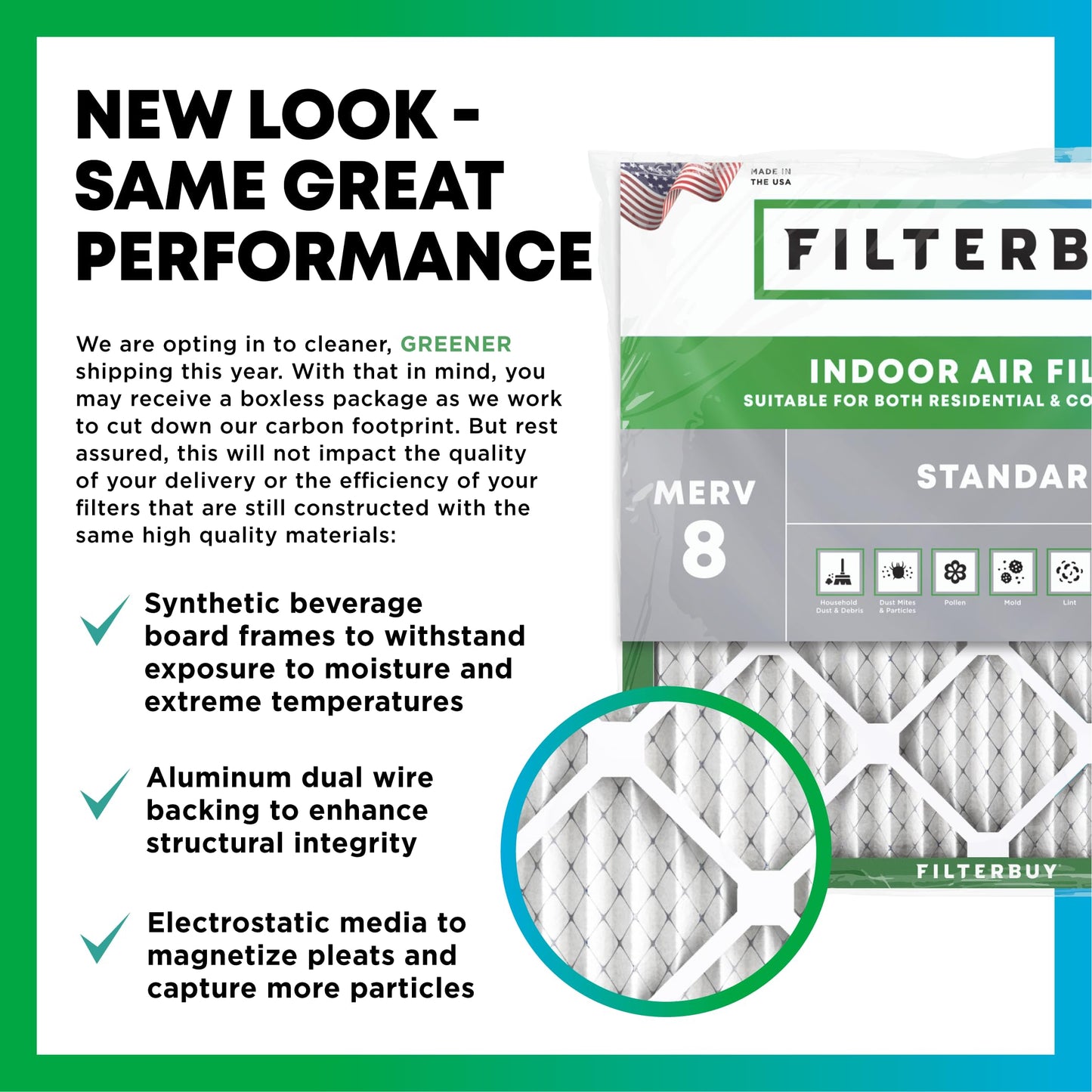 Filterbuy 16x25x1 Air Filter MERV 8 Essential Dust & Allergy Defense (12-Pack), Electrostatic Pleated HVAC AC Furnace Filters Replacement, Made in USA (Actual Size: 15.50 x 24.50 x 0.75)