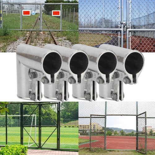 YINSHCO 4 Pack Chain Link Fence Gate Corners, Aluminum Gate Corner for 1 3/8" x 1 3/8" Outdoor Diameter Pipe Complete with Nuts and Bolts, 90 Degree Gate Elbow