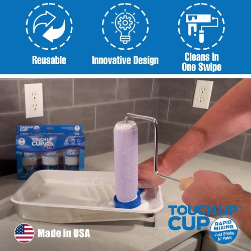 Touch Up Cup Roller Saver Paint Roller Cleaner Tool, House Painting Supplies, Paint Remover Scraper, As Seen On Shark Tank Products, 1 Pack