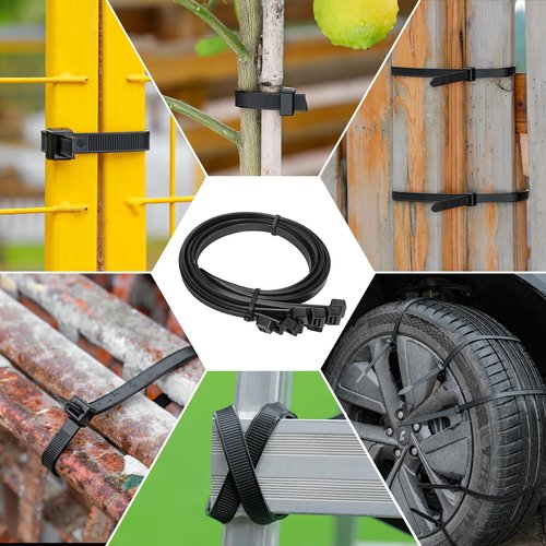 Long Zip Ties Heavy Duty 24 inch，400 LBS Tensile Strength With Double Sided Toothed Super Durable Cable Ties ，Extra Large Wire Ties Adjustable Nylon Tie Wraps for Indoor Outdoor （100 Pack Black）
