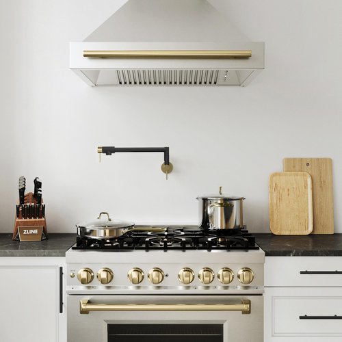 ZLINE Autograph Edition Gemini Pot Filler in Matte Black and Champagne Bronze (GEM-FPF-ZMBCB)