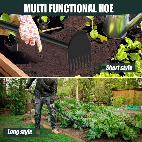 Luvenia Hoe Garden Tool 17-60 Inch 2-in-1 Adjustable Steel Handle Garden Hoe for Weeding Cultivating Heavy Duty Gardening