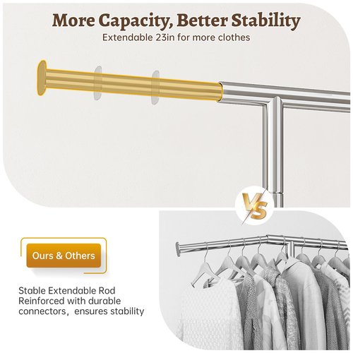 Raybee Clothes Rack with Storage Basket for Hanging 200+ Clothes, Rolling Heavy Duty Clothing Rack with Sturdy Wheels, Portable & Adjustable & Commercial Garment Racks, Chrome