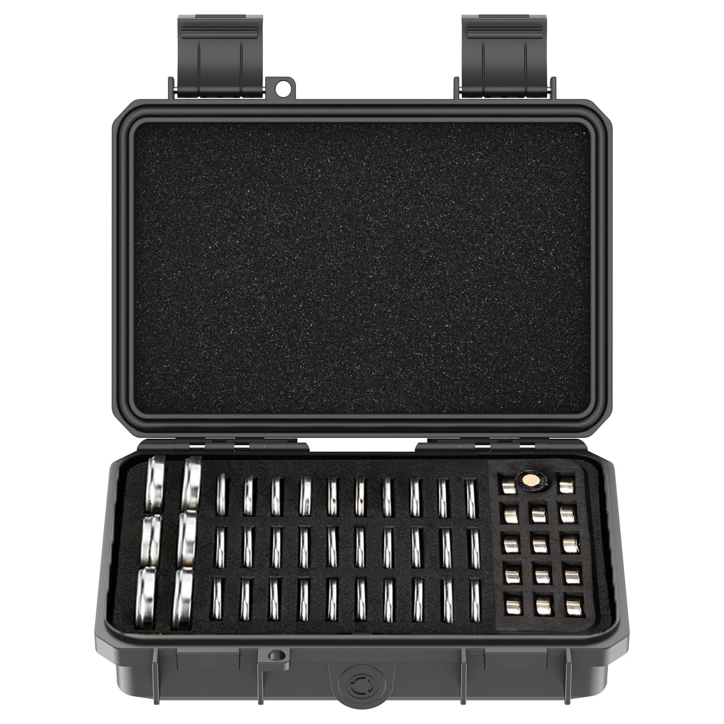 KIWIFOTOS 65 Slots Coin Cell Battery Case for CR2032 CR2016 CR2025 LR44 CR2320 CR2325 CR2330 CR2354 CR2430 CR2450 & LR41 AG13 Button Battery Holder Organizer IP67 Waterproof
