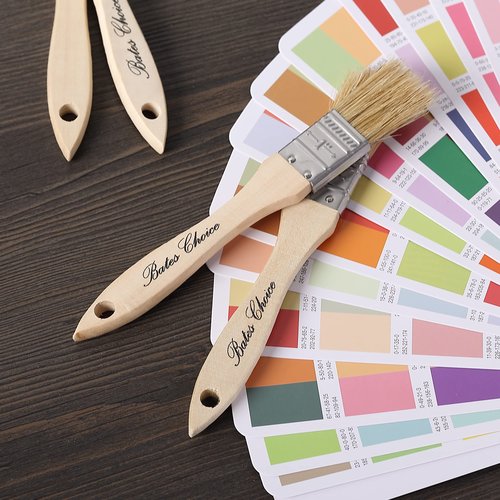 Bates 1-Inch Natural Bristle Paint Brushes - 16 Pack Set for Chip Painting, Wood Stain and General Use
