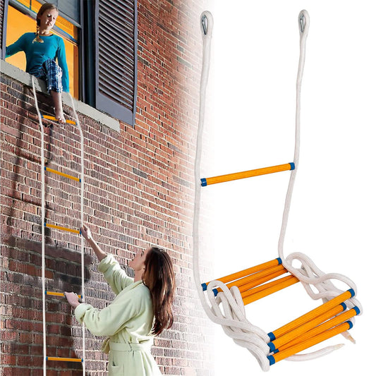 Fire Escape Ladder 2 Story, 16 FT Rope Ladder Fire Escape 2 Story, Portable Rescue Fire Escape Ladders for 2-3 Story Home Window Balcony Railing Treehouse, Weight Capacity up to 2000 Pounds
