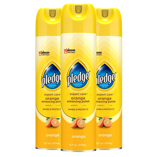 Pledge Enhancing Polish, Wood & Furniture Spray, Orange Scent, 9.7oz (Pack of 3)