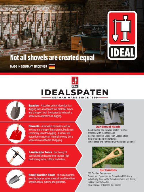 IDEALSPATEN - Made in Germany Since 1899 - Berliner Long Spade - Professional Digging Spade, Outperforms Shovels Tool 6lb - 51.3 in (Berliner)#IS130