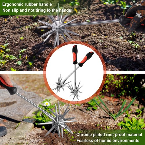 Lanties 2 Pack Hand Cultivator Tiller Garden Tool Manual Rotary Short Hand-held Tiller Digging Soil Loosener for Softer Soils and Lawns Loosening Pulling Weed