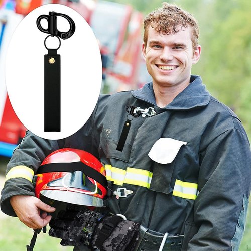 Scba Mask Quick Release Clip with Leather Handle, Firefighter Accessories Tools for Quick Release, Marine Grade 316 Stainless Steel Quick Release Clip Snap Shackle for Sailboat, Rigging (2PCS)