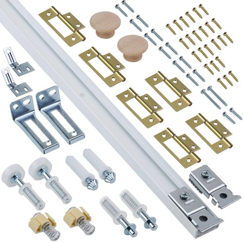 Bifold Door Hardware Kit, 48-Inch Bi-fold Closet Door Track Kit Bifold Closet Door Hardware Kit Folding Door Hardware Repair Replacement Tool Kit