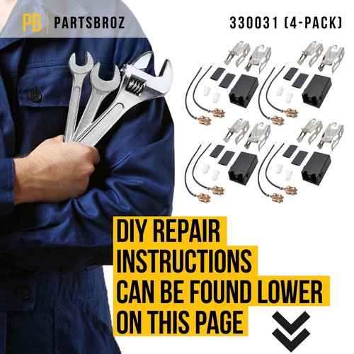 PartsBroz 330031 Surface Burner Plug-in Block Kit (4-Pack) - Compatible With Whirlpool Amana Roper Kenmore Cooktop Range - Replaces AP3075808 PS340571 WB17X210 4335480 5303935058 W10841094 99989649