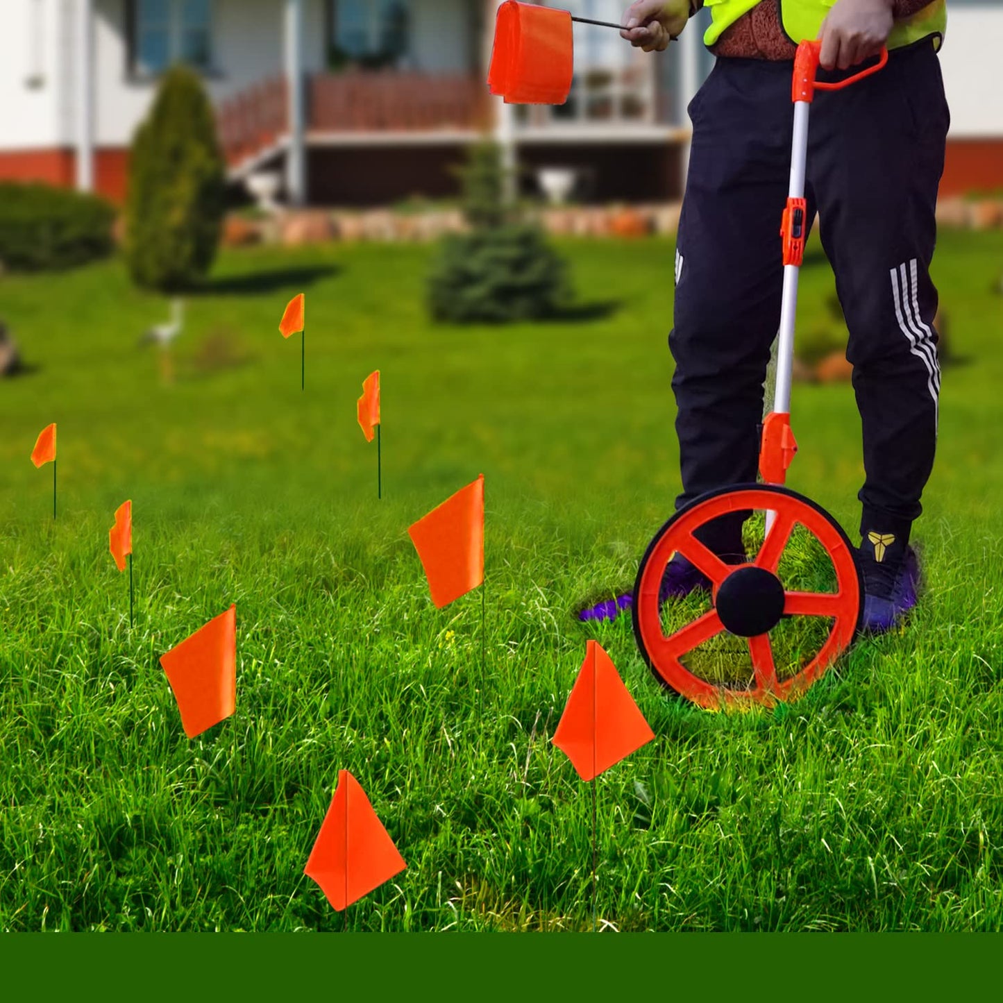 Zozen 100Pack Marking Flags, 60 Orange & 20 Green & 20 Blue, Writable / 15x4x5 Inch, Yard Flags for Lawn & Irrigation & Landscape & Sprinkler & Survey & Dog Training.