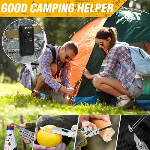 BIBURY Multitool Pliers Pro BI2045, Stainless Steel Multi Tool Pliers with Replaceable Wire Cutters and Saw, Foldable Multitools with Scissors and Screwdriver, Ideal for Camping,Survival, Repair