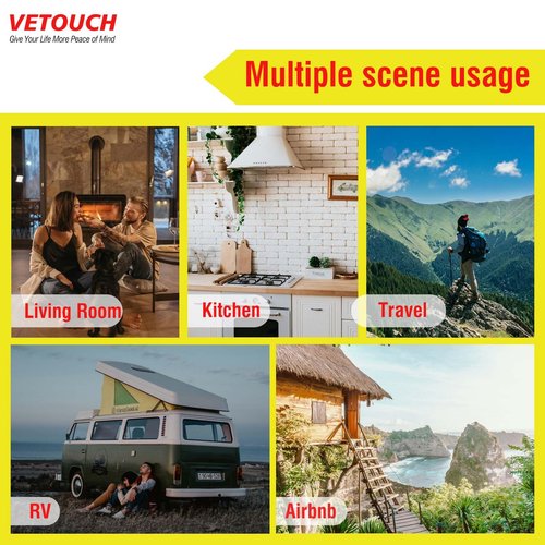 VETOUCH Carbon Monoxide Detector Plug in, Carbon Monoxide Detector Plug in Wall with Temp Humidity, Alarm Function with Clear LCD Display CO Detector for Home Kitchen RV Travel, 1 Pack