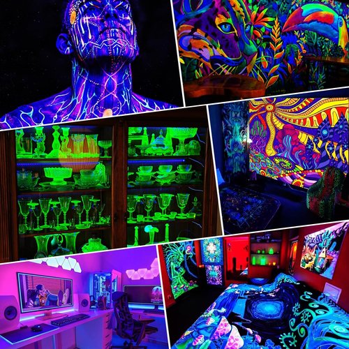 SHGPODA 100W LED Black Light Bar, IP66 Waterproof Blacklight with 6ft Cord+Plug+Switch, Black Lights for Neon Glow Party, Fluorescent Poster, Body Paint, Birthday, Bedroom, Halloween, Christmas