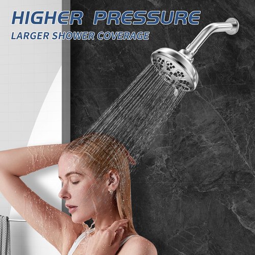 High Pressure Shower Head with 10-Setting Modes, 360° Adjustable Metal Swivel Ball Joint | Self-Cleaning Nozzles for Strong Water Flow | Easy Install Rain Showerhead Relaxing Spa Experience