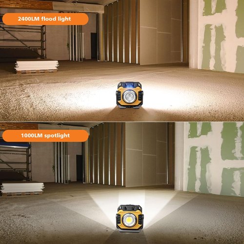Samyoung 2 Pack Super Bright Rechargeable Work Light, 28 Hours Long Lasting Stepless 2700-8000K White Warm & Brightness Magnetic LED Work Light, Ultralight 360°Rotating Portable Light with Hook