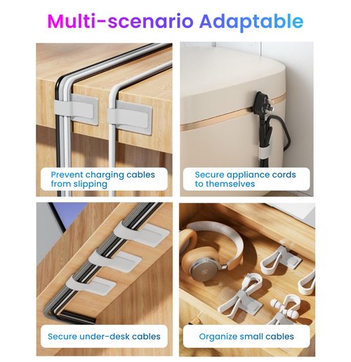 LX IntMfr. Hook and Loop Cable Ties, Self Adhesive Hook and Loop Cable Straps, Sticky-back Cord Organizer, Cable Clip, Household & Office Essentials, 40Pcs per Pack