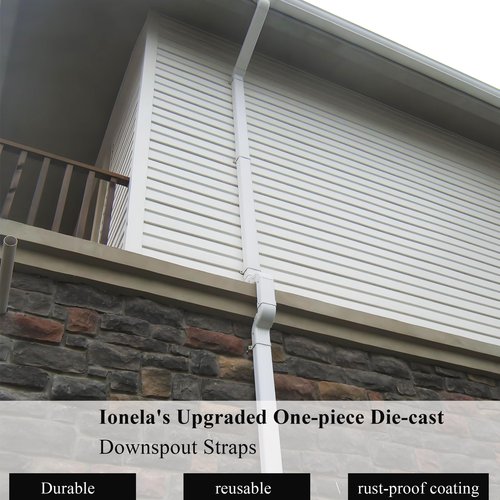 6Pcs Gutter Downspout Strap-3" x 4" Aluminum Alloy Leader Strap Gutter Bracket 3 X 4, White