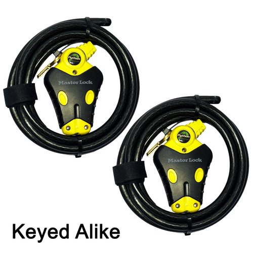 Master Lock - Two 6 ft Python Adjustable Cable Locks Keyed Alike, #8413KACBL-6-6