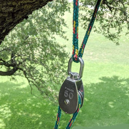 ZOENHOU 4 PCS M50 Loading 881Lbs / 400Kg Single Pulley Block, 304 Stainless Steel Single Pulley Roller with Rotatable 360°Pulley and Rings, Heavy Duty and Smooth Rope Pulley Block for Rope Lifting