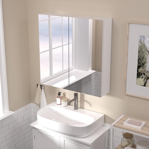 Réflexon 24x24 Bathroom Wall Cabinet, Saver Storage Cabinet, Moisture-Resistant Wood, Medicine Cabinet with 2 Door and Adjustable Shelves，Flat-Pack Design – Assembly Required