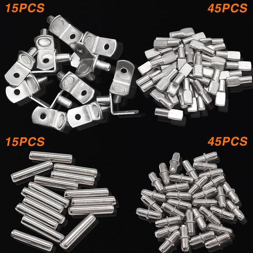 Taiss 120PCS Shelf Pins Kit 4 Styles,Nickel Plated Shelf Support Pegs,Shelf Bracket Pegs,Bookshelf Pegs,Shelf Holders pegs,Kitchen Cabinet Shelf pegs for Shelves Kitchen Furniture and Closet