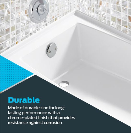 EZ-FLO Two-Hole Bathtub Overflow Face Plate with Brass Screws, Chrome, 35245