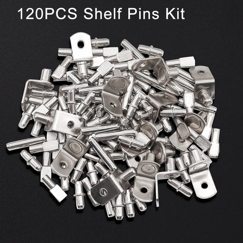 Taiss 120PCS Shelf Pins Kit 4 Styles,Nickel Plated Shelf Support Pegs,Shelf Bracket Pegs,Bookshelf Pegs,Shelf Holders pegs,Kitchen Cabinet Shelf pegs for Shelves Kitchen Furniture and Closet