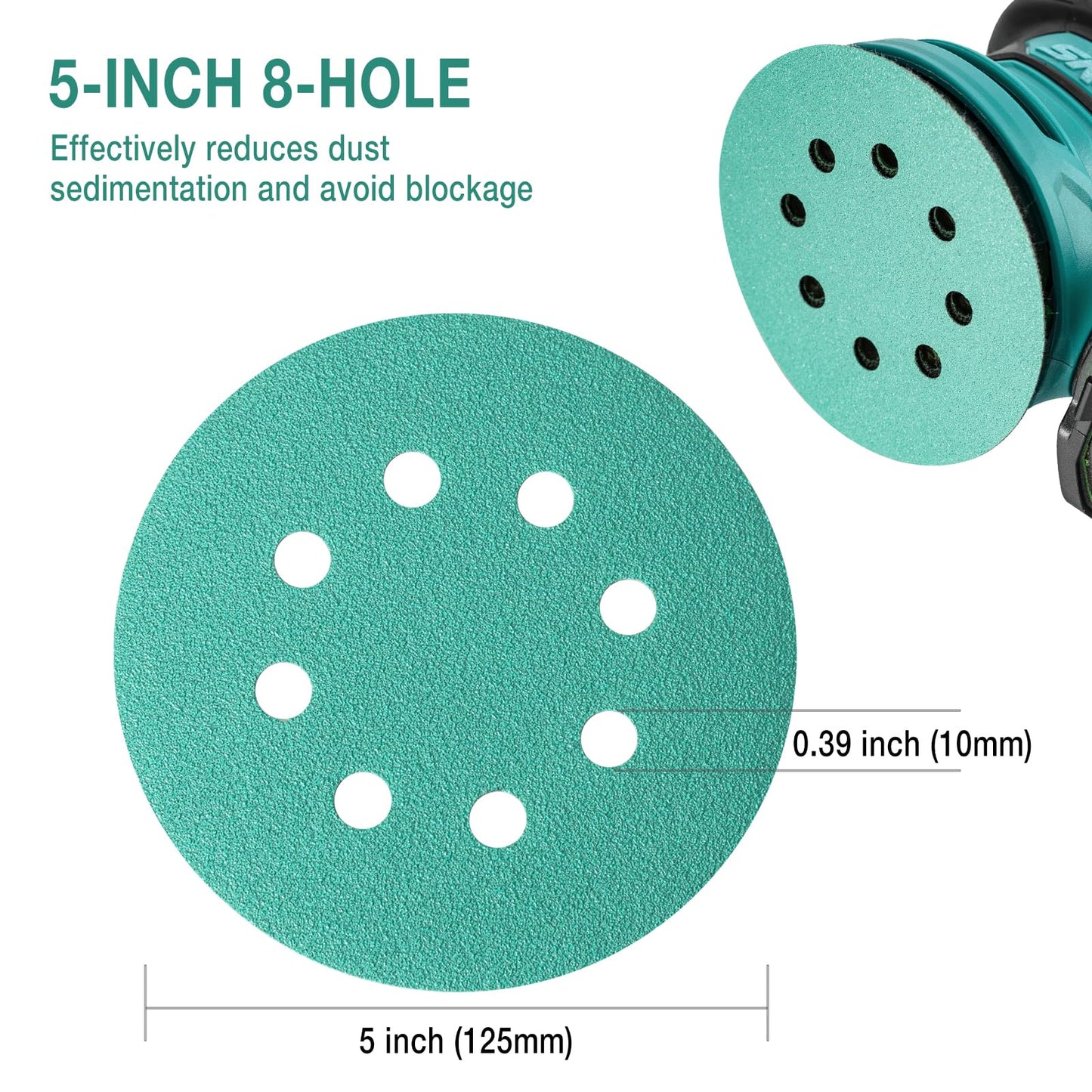 Aiyard 5-Inch 8-Hole Wet Dry Sanding Discs 1500 Grit, Polyester Film Backed Heavy-Duty Hook and Loop Sandpaper for Random Orbital Sander, 50-Pack