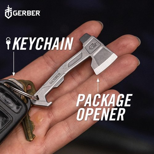 Gerber Gear Hatchet Keychain 3-in-1 Multitool, Clips to Pocket or Keychain with Bottle Opener, Flathead Driver, Package Opener, EDC Gear for Everyday Carry