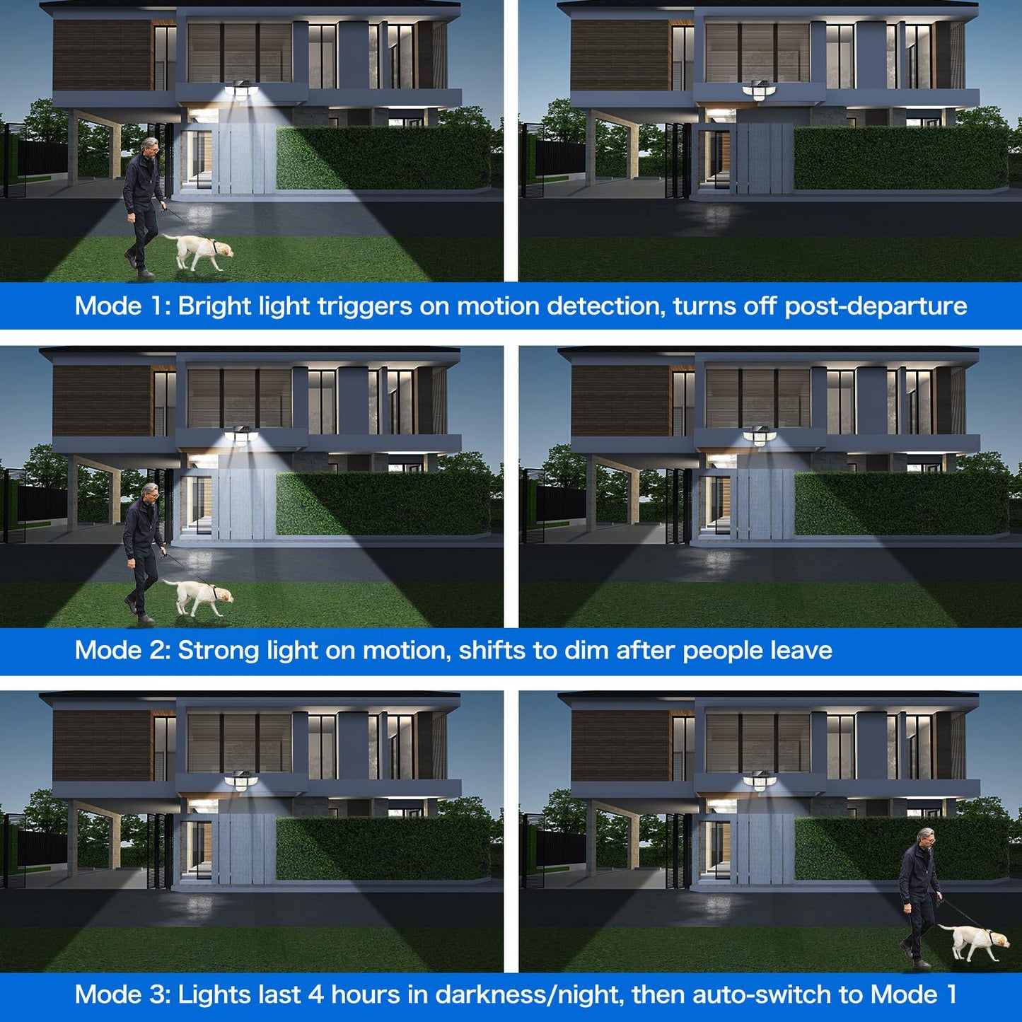 Adewalk 3000LM Outdoor Solar Light - Upgrade 4 Heads 188 LED Solar Motion Sensor Outdoor Lights, IP65 Waterproof Powered Light for Home Darkroom Backyard
