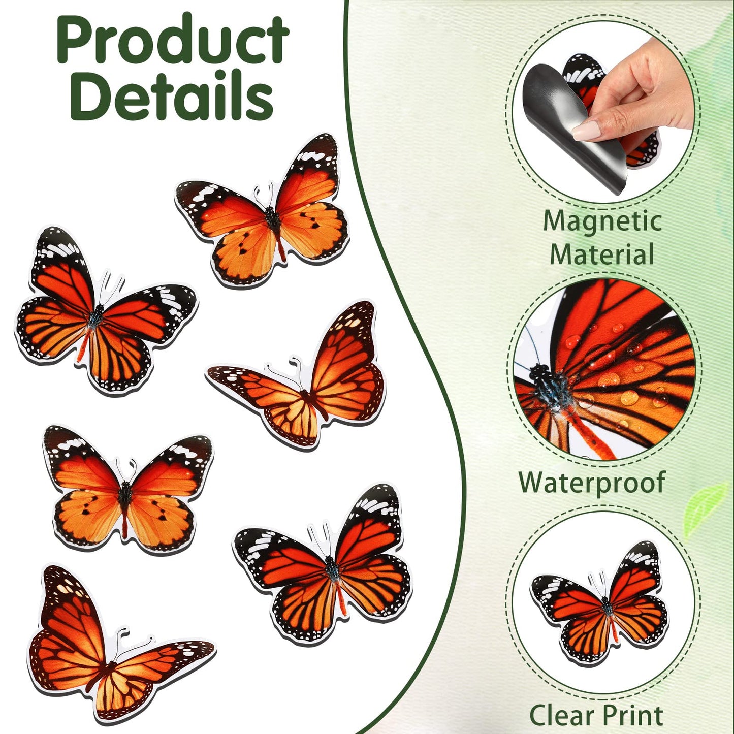 Fiada 6 Pcs Butterfly Screen Door Magnets Flexible Double Sided Door Magnets Decorative Protectors for Sliding Screen Doors Prevent People & Pets from Running into Windows(Red,Retro Style)