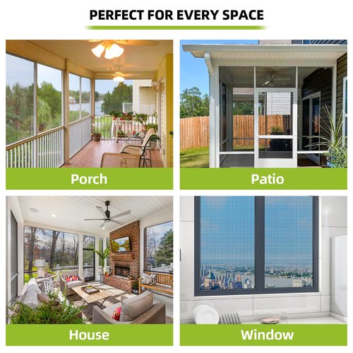 Fiberglass Window Screen Mesh Roll - 36"x100', Easy-to-Cut Screen Door Mesh for Windows, Pool, Porch Durable Mesh Replacement Option