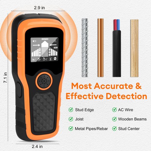 Dmyond Stud Finder Wall Scanner, 5 in 1 Stud Detector Beam Finders with High-Definition LCD Display, and Audible Alarm, for Center and Edge of Metal, Studs, AC Wire, and Pipe Detection