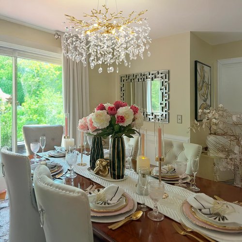 kvtinmty Modern Crystal Chandelier, 30" Chandeliers for Dining Room,Gold K9 Crystal Tree Branches Crystal Chandelier,10-Light Living Room Chandeliers, Fo Entryway,Foyer,Bedrooms
