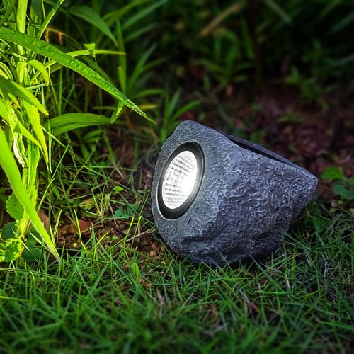 COZY-PAVILION Solar Garden Rock Lights Outdoor, 2 Pack Bright White Spotlights, Waterproof Led Solar Powerd Landscape Stone Lights for Pathway Walkway Yard Patio