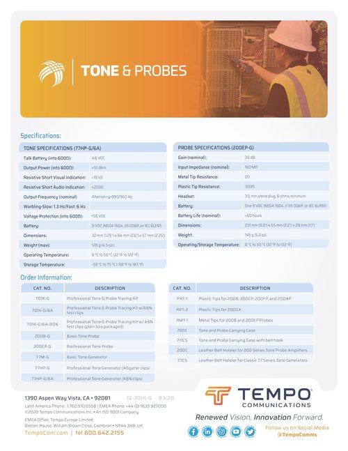 TEMPO Communications 701K-G Wire Tracer Electrical, Tone Generator and Probe Kit (701K-G-BOX Cable Toner)