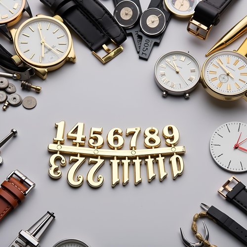 SquarezhenBo 1 Set Clock Arabic Numerals Kit,Clock Parts Digital Clock Numbers Roman Numerals Arabic Number for Replacement Repairing Clock,Clock Movement Hardware (Gold)