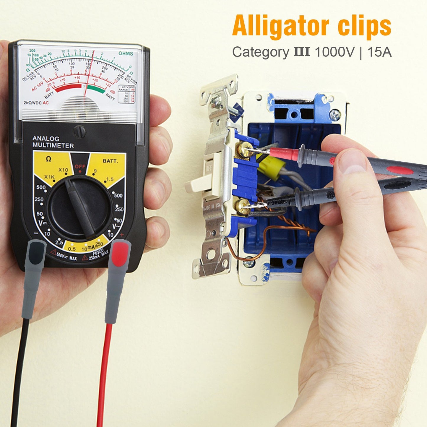 WGGE WG-011 Soft Silicone Test Lead and Safety Alligator Clips,Multimeter Test Leads Kit CAT III 1000V & CAT IV 600V with Threaded Alligator Clip, for Fluke/AstroAI/KAIWEETS/INNOVA Multimeter