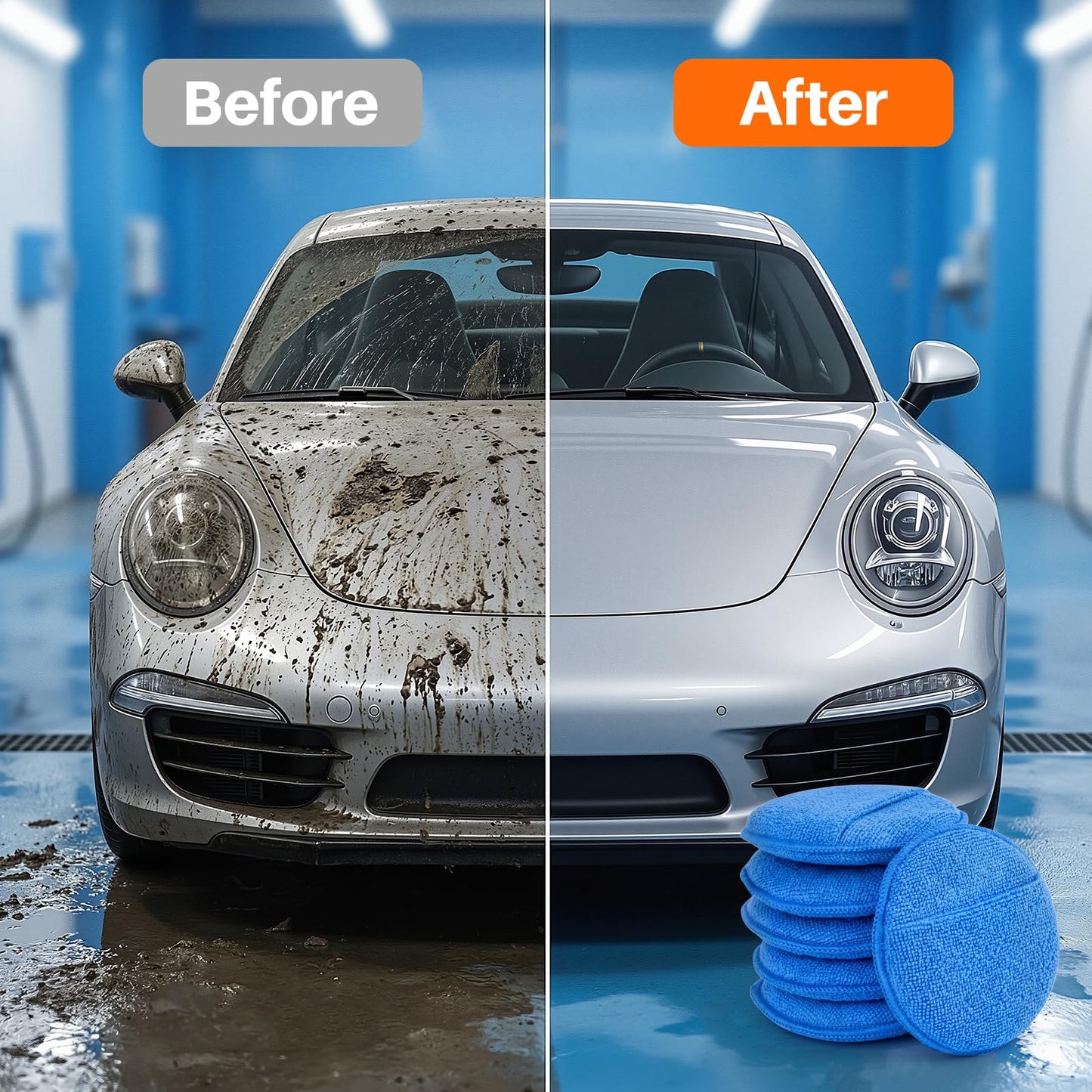 SZTCECDM Microfiber Wax Applicator Pads, Car Wax Applicator with Finger Pocket, Buffing & Detail Polishing Foam Pads for Car Cleaning and Fine Polishing (5 inch, 12 Pack)