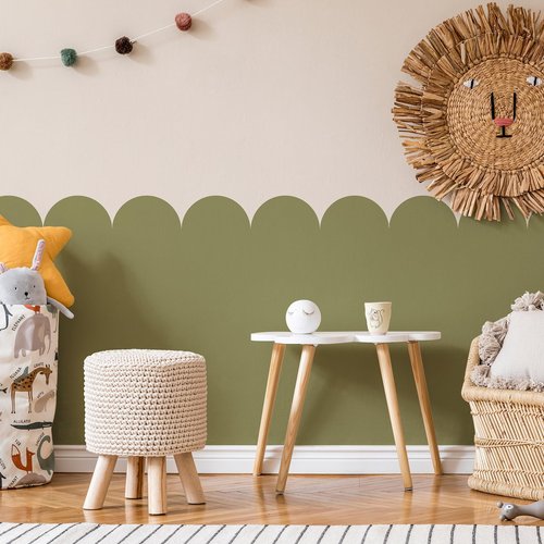 Fuutreo 6 Pcs 15.7 ft Vinyl Sticky Scallop Stencil for Wall Removable Scallop Edge Paint Border Self Adhesive Wall Stencil for Home Bedroom Living Room Nursery Bohemia DIY Painting Decor