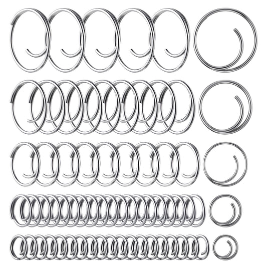 Dunkive 66 Pcs 5 Sizes Stainless Steel Cotter Ring Kit, Durable 316 Stainless Steel Split Rings Secure Popular Sizes of Clevis Pins, Corrosion Resistant Marine Hardware for Hitch Pin Lock Systems