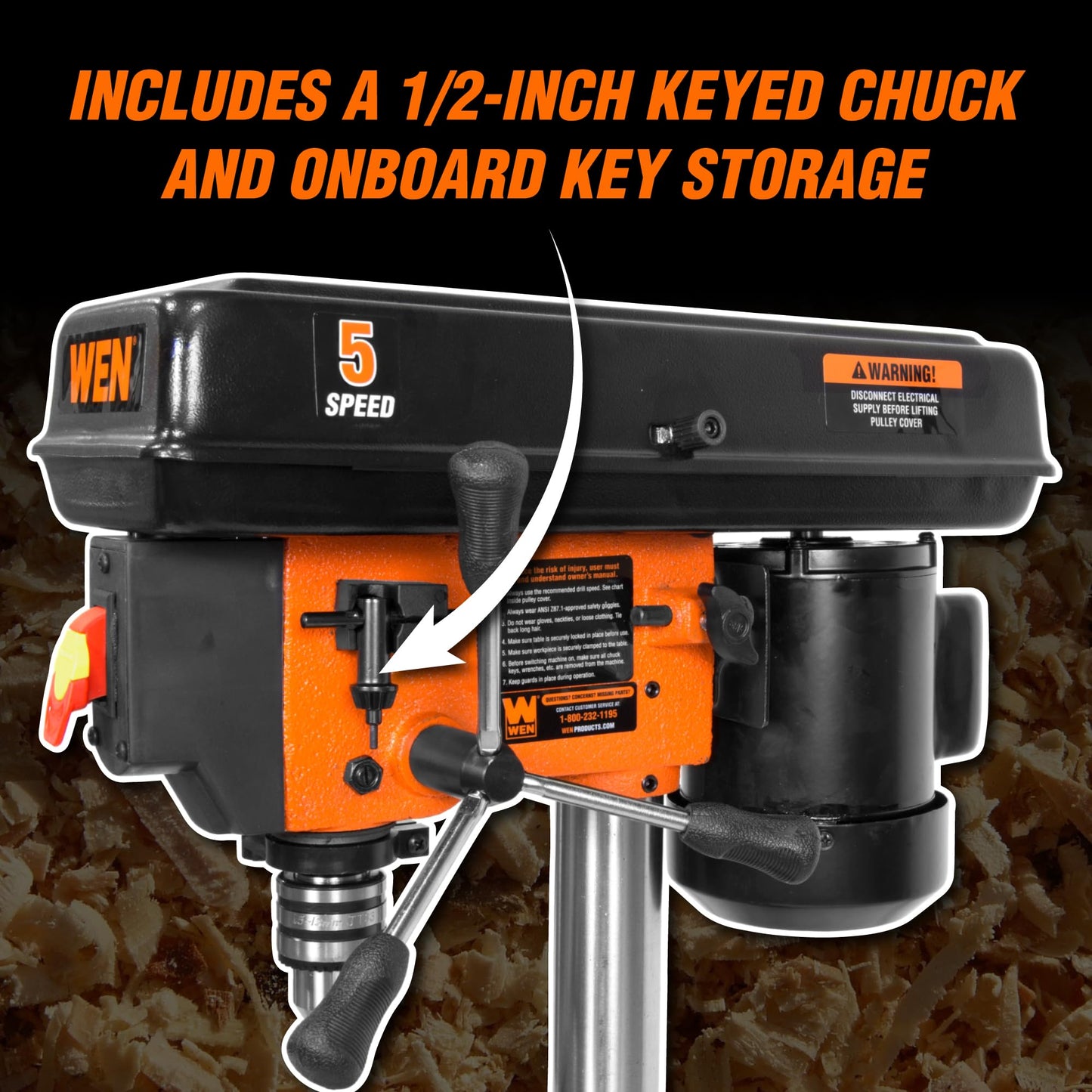 WEN 2.3-Amp 8-Inch 5-Speed Cast Iron Benchtop Drill Press (4206T)