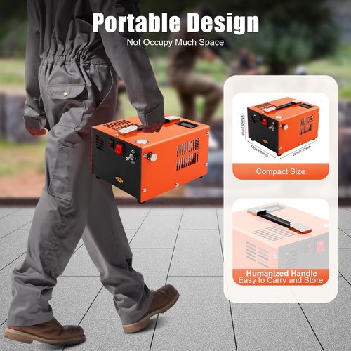 PCP Air Compressor, 250W 4500PSI/300 Bar High Pressure Air Compressor with Built-in Fan Cooling System 110V AC Portable AirCompressor 12500rpm