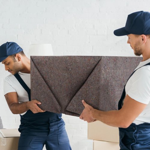 JungleA Moving Blankets, 12 Pack Heavy Duty Packing Blankets for Moving, Thick Shipping Pads for Protecting Furniture, 53 x 74 Inches (20 lb/dz) Professional Shipping Wrapping Furniture Moving Pads