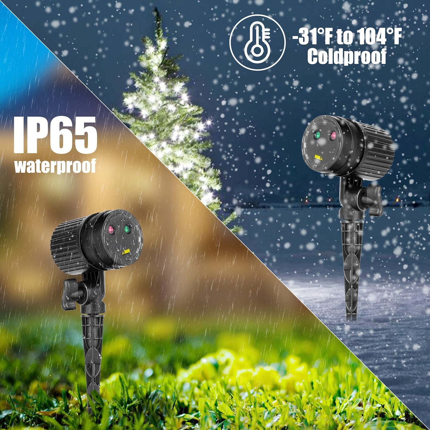 Christmas Projector Laser Lights Outdoor Red and Green Starry Projection Light 3 Working Modes Waterproof Plug in Mountable Landscape Lights for Holiday Xmas Indoor Party New Year Decoration Show